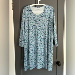 Lands End Women’s Cotton Long Sleeve Knee Length Nightgown